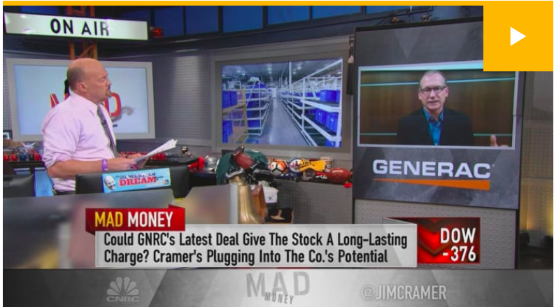 GeneracGS's tweet photo. “@Enbala is going to enable the decentralization of the grid,” @Generac CEO Aaron Jagdfeld said about the generator producer’s acquisition of the energy company.
Watch today's @MadMoneyOnCNBC interview https://t.co/QgqN2u7GL1 https://t.co/lEOyQv9xaS