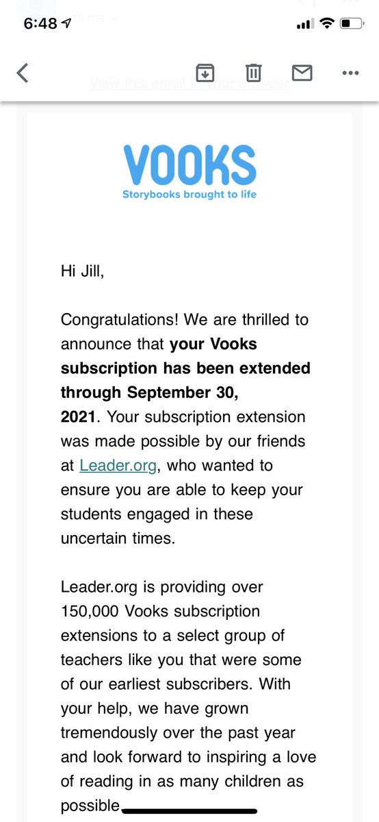 Thank you ⁦<a href="/vooks/">Vooks</a>⁩ for helping educators! I love vooks so much and love sharing your stories with my students and family.