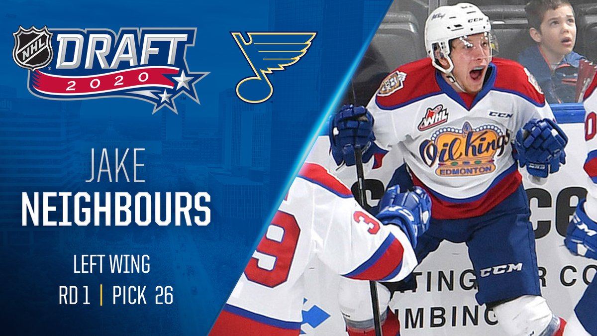 With our first-round pick (No. 26 overall), we have selected left winger Jake Neighbours. #stlblues