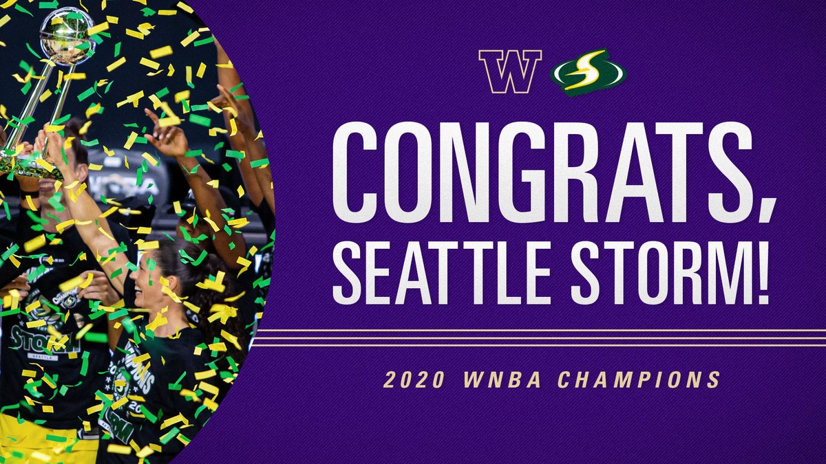 UWAthletics's tweet image. Congrats to the champs 🏆

The @seattlestorm brought another one home 4⃣ the city.

#StrongerThanEver x #WeRepSe4ttle