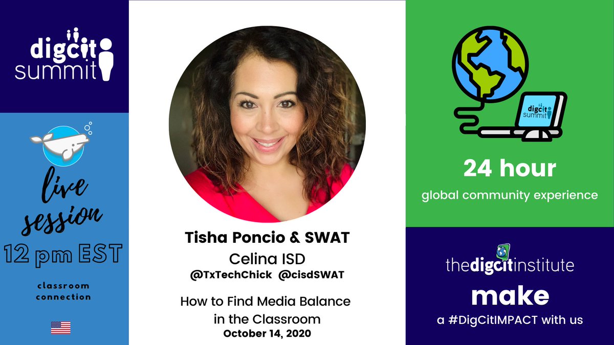 TishaPoncio's tweet photo. Mark 📅 October 14th on your calendar @ 11 am CST!
@cisdSWAT and I will be presenting during one of our favorite events in the 🌎! 
 Register  here: https://t.co/dNPL4MAvtc
#DigCitSummit #UseTech4Good https://t.co/VBmJDBCaN9