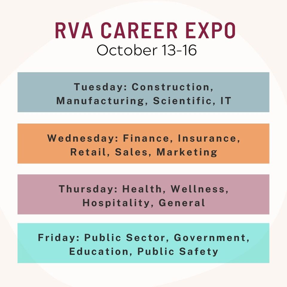Att4Success's tweet photo. In the Work From Home era candidates can attend
the Virtual #RVACareerExpofrom home, school or even the beach.
Share with #Jobseekers and Students who will be able to meet 50+companies recruiting for #jobs, internships $ business opportunities. Register https://t.co/ZTZ5dG0yI6 https://t.co/Ma3JrL5Gw4
