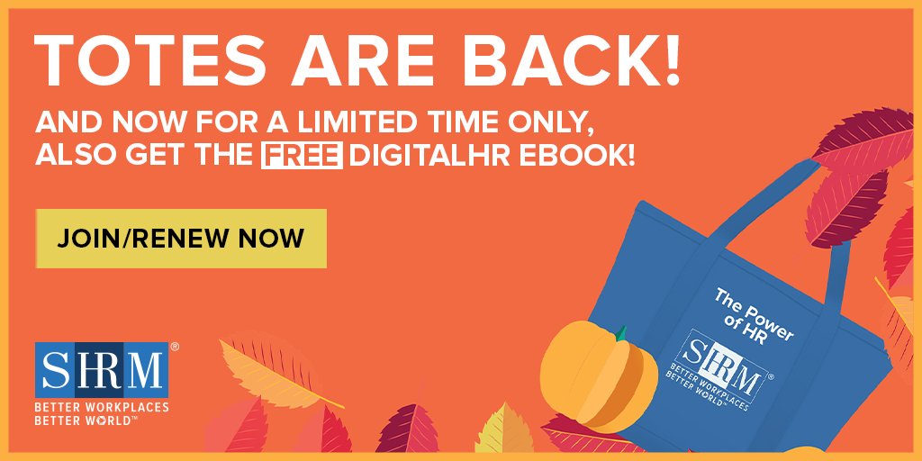 NVSHRM's tweet photo. Totes are back! And now for a limited time only, also get the free Digital HR eBook! Use promo code DIGITALHR when you join or renew as a professional member. 
https://t.co/wiuuuWpbNq https://t.co/2gduM4Ei0X