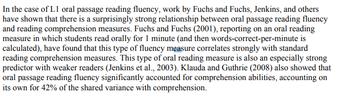 Do a lot of reading aloud, regularly and frequently, either teacher-led (e.g. shadow reading, tracking) or student-led (e.g. shared reading, paired dictations). Fluent reading aloud has correlated significantly with comprehension in a number of studies (Grabe, 2010).