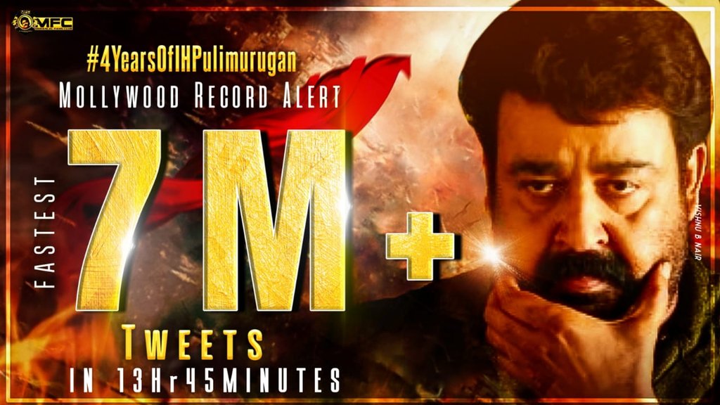 Film_Focuz's tweet photo. Mollywood's Top 5 Movie Anniversary Trends
1. #4YearsOfIHPulimurugan 7M 👌🔥🔥
2. #34YearsOfRajavinteMakan - 4.91M
3. #33YrsOfGamechangerNewDelhi - 598K
4. #3YrsOfIHபுலிമുരുകൻవేట - 540.9K
5. #GoldenDayOfDileep - 504.4K
6. #5YearsOfPremam - 421.3K https://t.co/isQm2O8FHN
