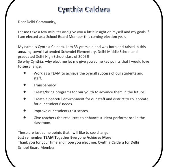 VosaDelhi's tweet photo. Cynthia Caldera’s platform. Vote for Cynthia! #delhistudentsfirst #delhivosa #delhica #schoolboard https://t.co/GrJ7ULAZgR