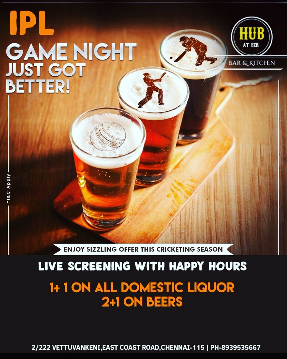 hubatecr's tweet photo. Bringing to you Live Thrilling Battle of the Fittest with Amazing New Offers on Drinks! 
1+1 on All domestic liquors and 2+1 on beers during the live match at Hub at Ecr !
Call for booking -8939535667 https://t.co/8BZ5nouoEg