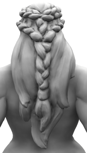 At the point where the braids all intersect, Perdita usually adds a barrette that is butterfly shaped. I'm still figuring out the design, but I do know that it is silver, has jewels on it, & possesses several magical functions.