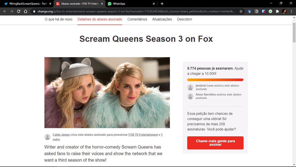 newfinalgirls's tweet photo. #BringBackScreamQueens almost 10 thousand omg please sign it https://t.co/CMsm0rsS4c https://t.co/7U971JgXeZ