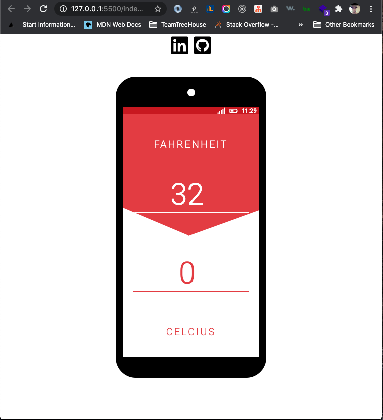 AneudyA4's tweet image. built this temperature converter, from Fahrenheit to Celcius and vise-versa. gave it a mobile app look.
#100DaysOfCode  #30projectsin30days
Demo:
aneudya4.github.io/temperature-co…