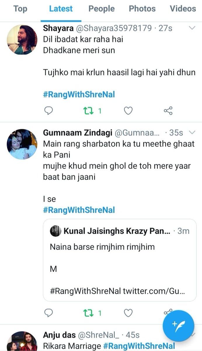 ShreNal_Fan1's tweet photo. Yesterday, fire was going in hashtag 🔥 

Ps : screen shot at two different time 

#RangWithShreNal #ShrenuParikh #KunalJaisingh https://t.co/eslLbqyDh5