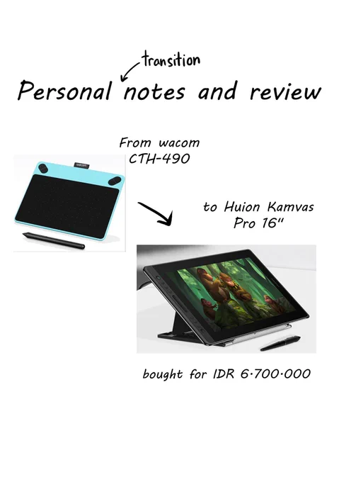 Transition notes (Huion Kamvas Pro 16")

TL;DR:
Does it change THE WORLD and make your drawing INSTANTLY good? Nope.
Is it a MUST HAVE item? Nope.
Does it help tho? Yes. 