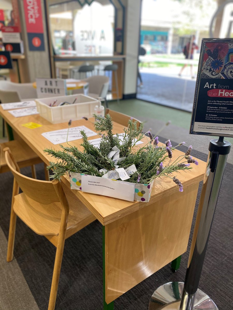 Come by the Library today and help yourself to a little bunch of lavender and rosemary courtesy of our very own Murdoch Community Garden in support of Mental Health Week