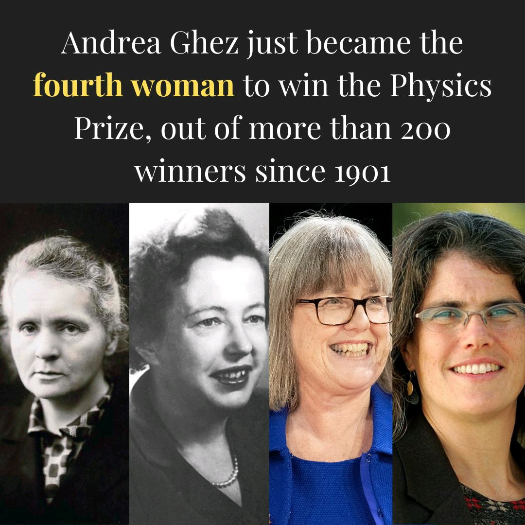 The Female Lead on Twitter: "Congratulations to Andrea Ghez, Sir Roger Penrose &amp; Reinhard Genzel who have just been awarded the Nobel Prize in Physics. Prof Andrea Ghez is only the fourth