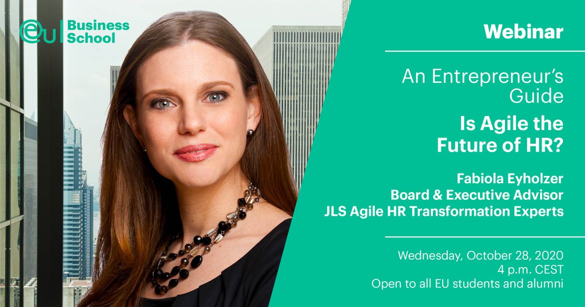 Honored to join the EU Entrepreneurship Talks w/ 'Is #Agile the Future of #HR?' <a href="/EU_group/">EU Business School</a>