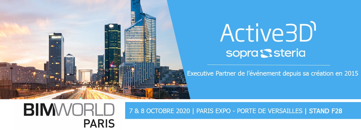 SopraRealEstate's tweet photo. Aujourd’hui à 15.30 @bim_world, retrouvez en Live les clients @Active3D pour un témoignage sur « Comment gérer diversité et cycle des données GEM #BIM Accédez au Live ici >> https://t.co/IlX974DeNa https://t.co/KmM1IGxEoC