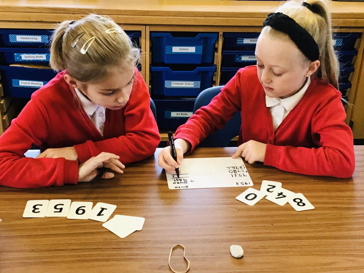 Broadlands_hfds's tweet photo. Year 5 have been using place value cards to practice their column addition with randomly generated numbers. They used, 4, 5, 6 or 7 digit numbers. Some even used 9! #BLANDSmaths #placevalue #columnaddition https://t.co/chDNDV9laQ