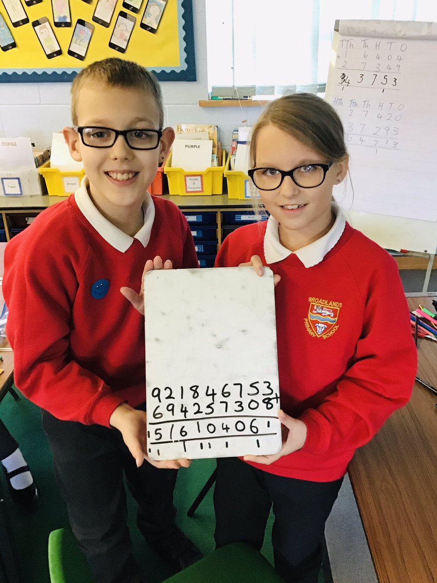 Broadlands_hfds's tweet photo. Year 5 have been using place value cards to practice their column addition with randomly generated numbers. They used, 4, 5, 6 or 7 digit numbers. Some even used 9! #BLANDSmaths #placevalue #columnaddition https://t.co/valFAhnYny