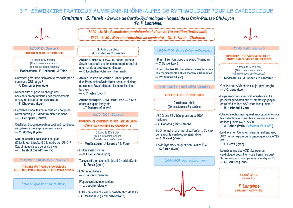 CHUdeLyon's tweet image. Le Dr Fareh et le Pr Lantelme, cardiologues à l&apos;hôpital de la Croix-Rousse, organisent la 3e édition du séminaire pratique Auvergne-Rhône-Alpes de #Rythmologie pour le Cardiologue. RDV le 28/11/2020 rythmologie-pratique.ioc-med.fr