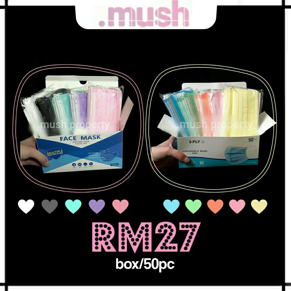 Do RT and spread my business I'll be in every post of thread pasar malam!"Tapi Mush, I nak mix colour satu box "Bolehhh awaaakk! Mush dah sediakan two sets of combo ni haa For each COMBO, you can get 5 mixed colours of mask for 10 pc per colour 