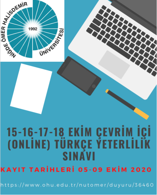 ULUSLARARASI ÖĞRENCİLER İÇİN TÜRKÇE YETERLİLİK SINAVI: 15-16-17-18 Ekim 2020 tarihlerinde Microsoft Teams programı üzerinden yapılacaktır. Bilgi için: ohu.edu.tr/nutomer/duyuru…
<a href="/NOHUniversitesi/">Niğde Ömer Halisdemir Üniversitesi</a>  <a href="/karmuhsin/">Muhsin KAR</a> <a href="/SercanDemirgns/">Sercan Demirgüneş</a> <a href="/KoldancaSavas/">Savaş Koldanca</a> <a href="/salihacmert2/">salihacömert</a> <a href="/ozlmbasboga/">Özlem Başboğa</a> M.F.Dinçaslan