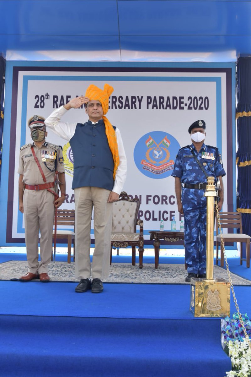 Minister of State for Home Affairs, Shri <a href="/nityanandraibjp/">Nityanand Rai</a> paid tribute the fallen heroes of CRPF and took the salute as the Chief Guest of an impeccable #RAFanniversary parade at <a href="/crpfacademyggm1/">CRPF Academy</a>.