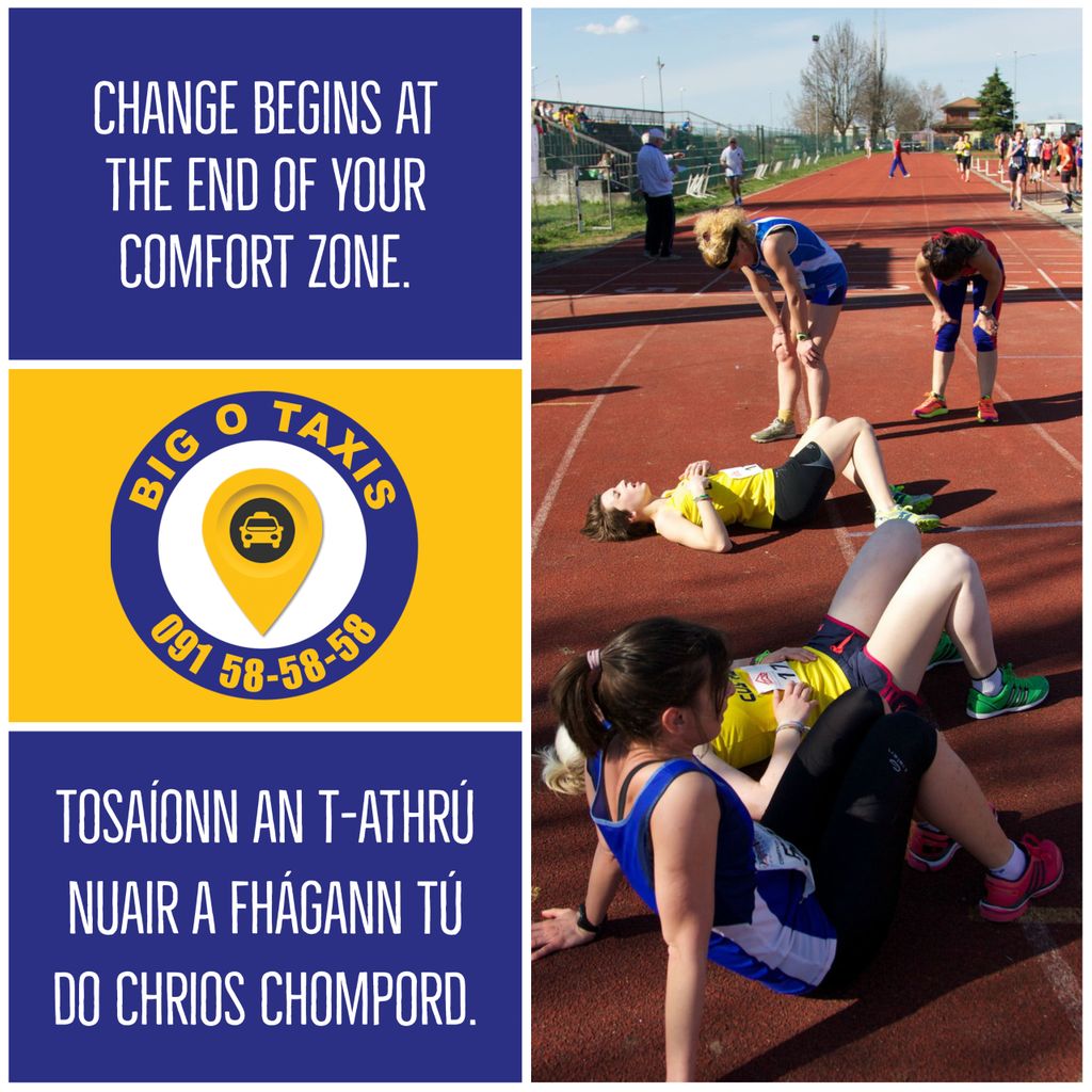 bigotaxisgalway's tweet photo. Change begins at the end of your comfort zone 🚖 🚖
Tosaíonn an t-athrú nuair a fhágann tú do chrios chompord 🚖 🚖
#galway #taxi #bigotaxis #gleg https://t.co/SVXb8O4nIe