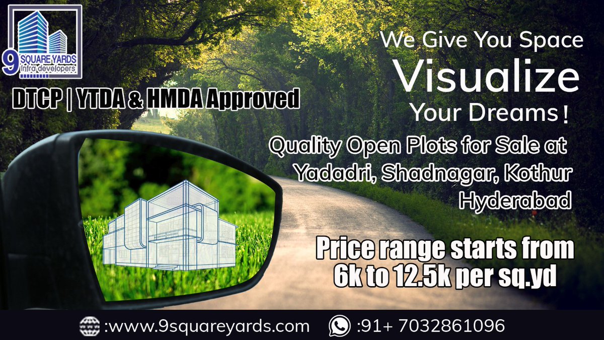 BhanuAssociate's tweet image. DTCP Residential Open Plots for sale
Call +91-7032861096 | 9640432934
&amp;amp; Visit : 9squareyards.com/shadnagar/
#9squareyards #openplotforsale #openplotathyderbad #kothuropenplotsforsale #openplotsforsaleatyadadri #plotatshadnagar #plotsatkothur #plotsatyadadri #openplotsforsalehyderabad