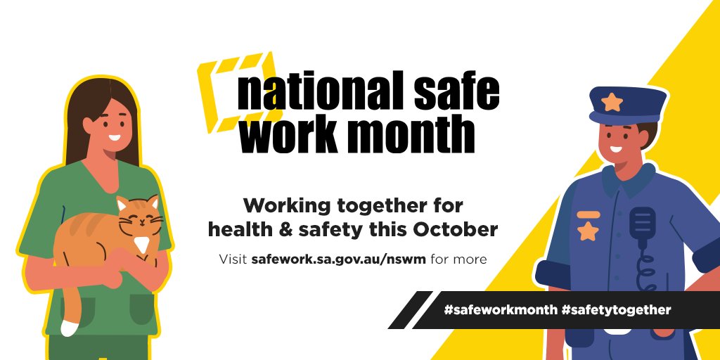 We're encouraging organisations to get involved in National #SafeWorkMonth &amp; show your commitment to healthy &amp; safe workplaces. Celebrate #WHS by hosting a safety-themed activity at your workplace. Register it with us &amp; go into the draw to win prizes. tinyurl.com/y4f7ce8c