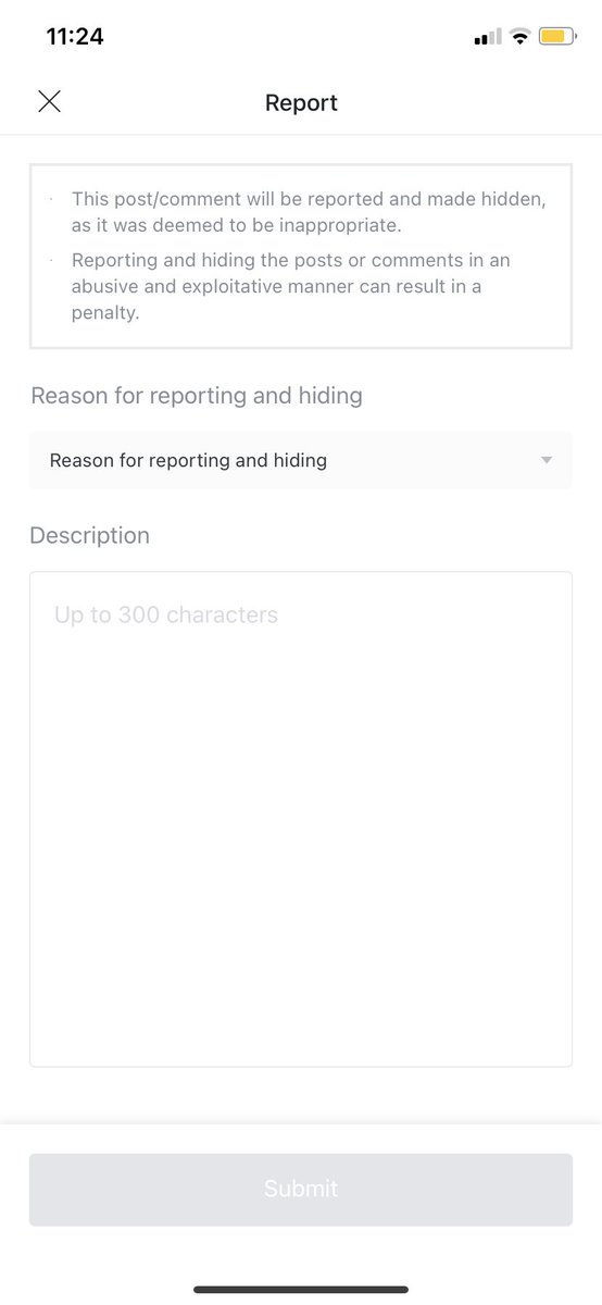 the light stick icon is how u “cheer” ( aka like ) posts. the dots to the right on each post allow u to report. fill out a few quick description of why u r reporting. this will both report AND hide the post !