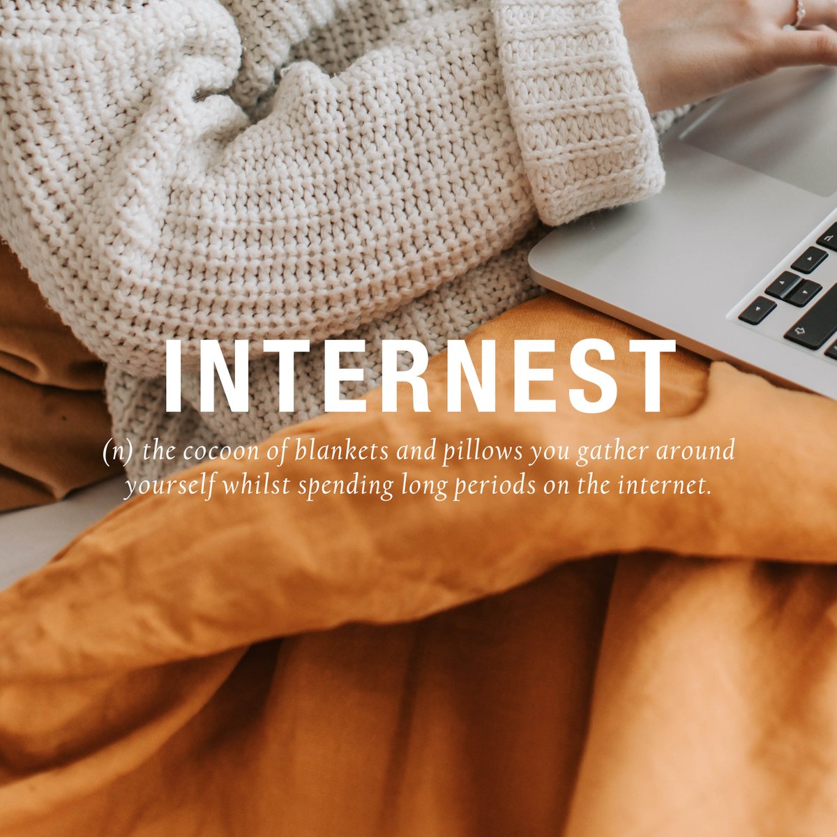 TheKisCreative's tweet photo. INTERNEST...the cocoon of blankets and pillows you gather around yourself whilst spending long periods on the internet 😊
#funny #quote #quoteoftheday https://t.co/fMiZhiDEiV