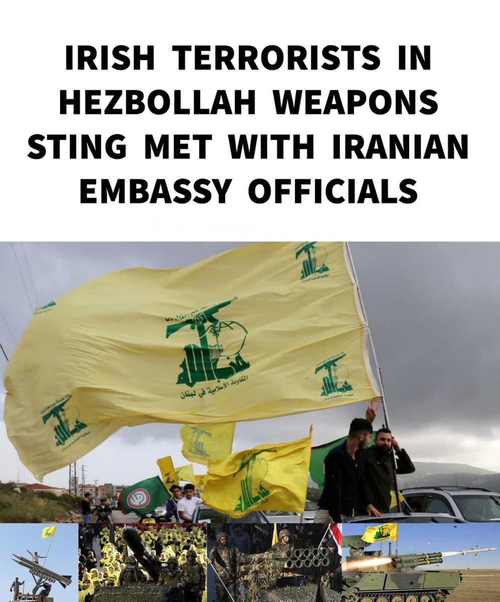  Members of an  #Irish group arrested on terrorist charges after seeking arms from  #Hezbollah met with officials at  #Iran’s Dublin Embassy. Former members of the Provisional  #IRA reactivated Hezbollah contacts to obtain finance and weapons for the New IRA ( #NIRA).
