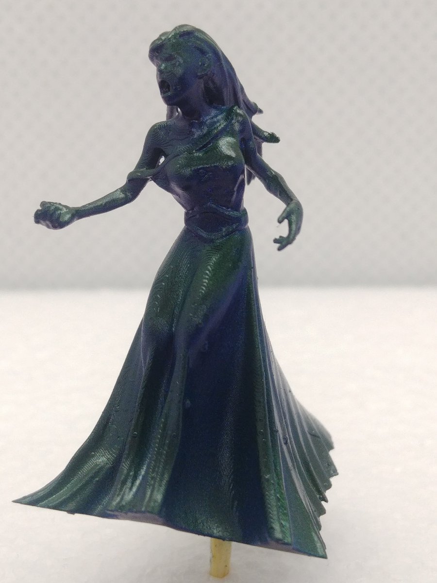 Rebs_Dioramas's tweet photo. 3D print for an upcoming Halloween diorama. Banshee printed on an @anycubic3dprint  Photon, primed with Mr Hobby Surfacer 1500 black, zenithal highlight with AK White AK738, painted with @Liquitex Sap Green &amp; Prussian Blue. https://t.co/yHfKjkajJ3