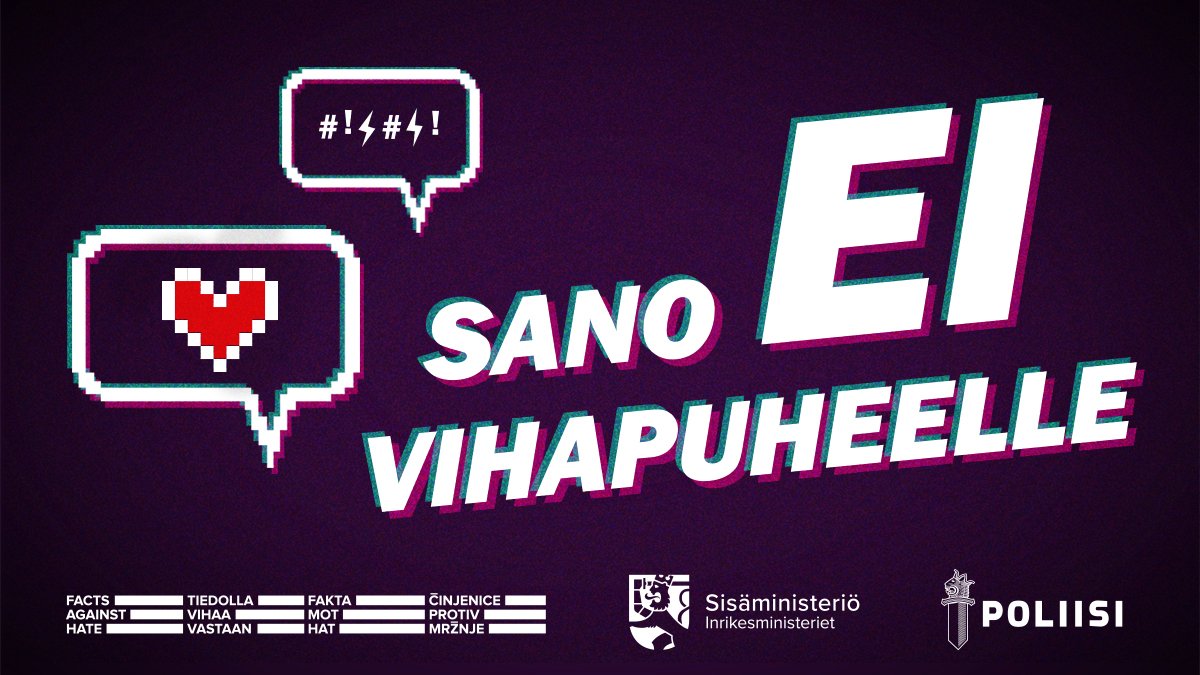 Sano ei vihapuheelle.