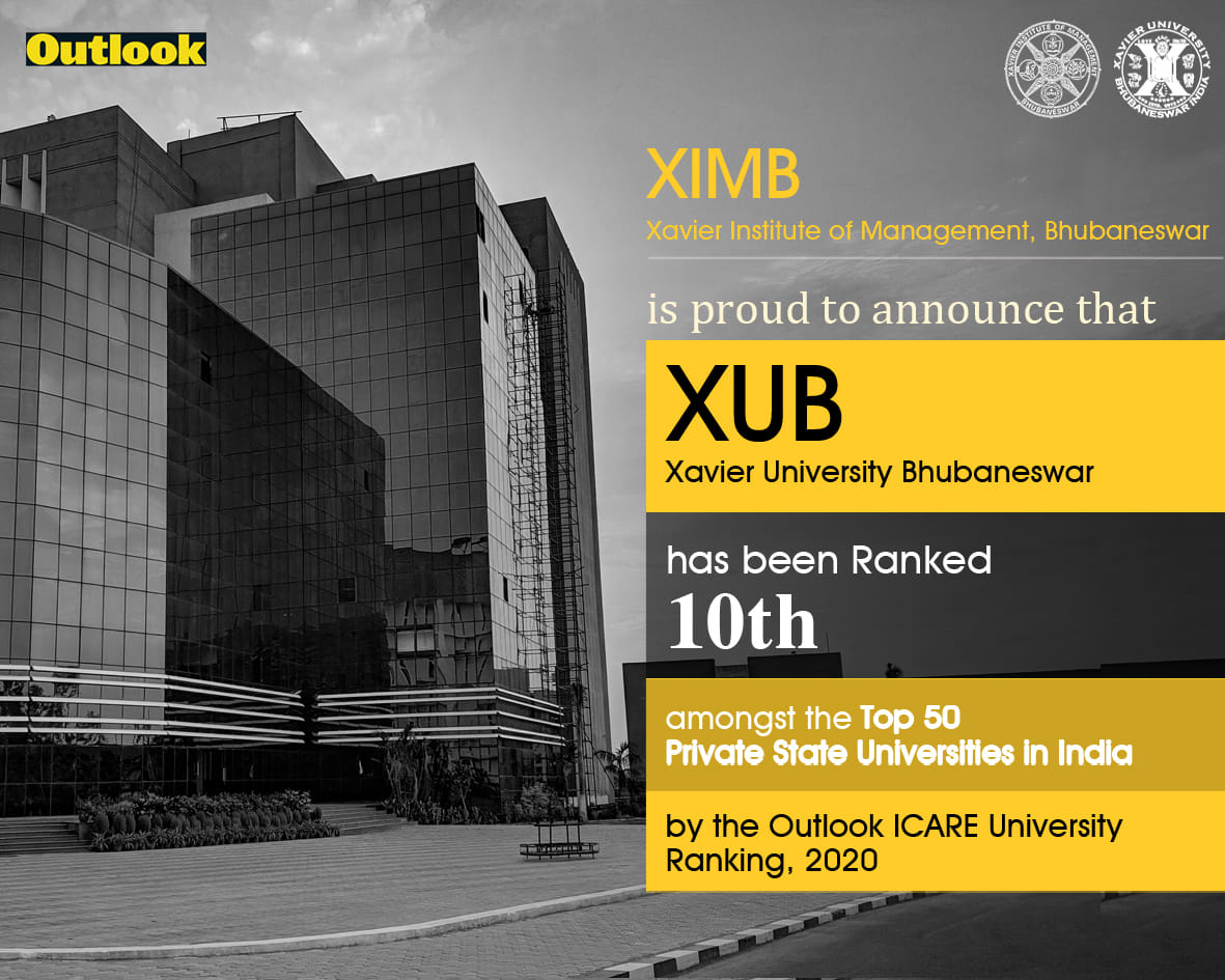 Xavier University, Bhubaneswar is proud to announce that it has ranked 10th in Outlook's annual ranking of India’s top 50 Private State Universities in 2020. 
#XIMB #XUB #BSchool #OutlookIndia #BSchoolRanking @ximbee