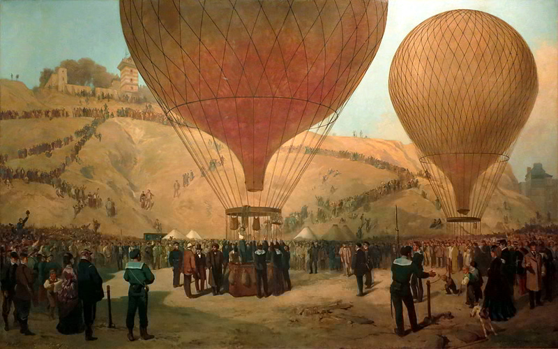 Le 7 octobre 1870, Léon Gambetta quitte Paris assiégé en ballon pour aller à Tours renforcer la délégation gouvernementale qui s'y est réfugiée pour coordonner (sans succès pour l'instant) la lutte contre les Allemands.