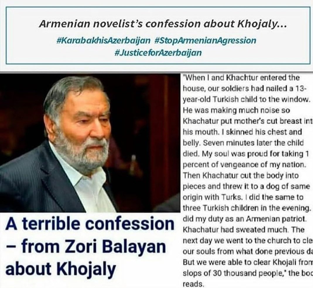 SMehpara's tweet photo. Zori Balayan's book
DO NOT SUPPORT ARMENIA
#DontBelieveArmenia #dontbelievearmenianlies #DontBelieveArmenian #dontbelievearmenien #StopArmenianAggression #StopArmenianOccupation #StopArmenianDisinformation #StopArmenianTerrorism  #KhojalyGenocide #Karabakh #KarabakisAzerbaijan https://t.co/nqmFiVDmL3