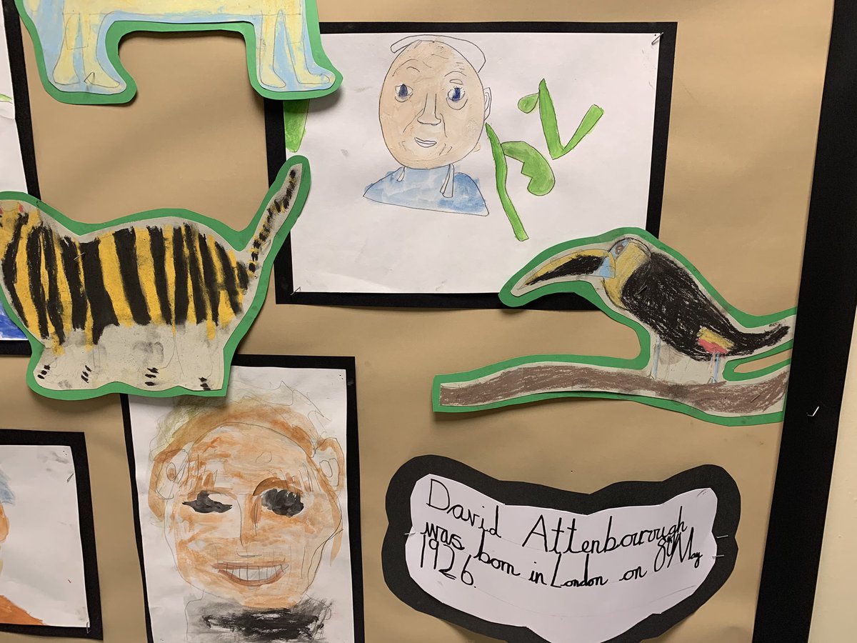Year 2 are loving learning about <a href="/AttenboroughSir/">David Attenborough PARODY</a> this term. Look at their fantastic portraits! #DavidAttenborough #lifeonourplanet #year2