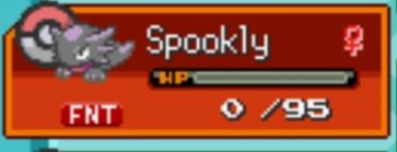 We ended up loosing one of our own.Spookly was lost today due to an Iron Tail from Steelix.Her fight was not in vain.She had let loose with a confuse ray before her passing.This in combination with a critical Slash from Chomp lead us to victory.R.I.P Spookly