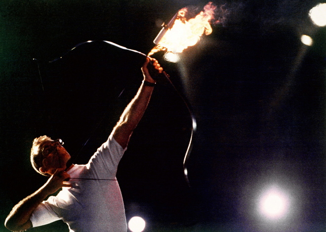 #76Paralympic medalist Antonio Rebollo was to fire a burning arrow to light the cauldron 100s of metres away during the 1992 opening ceremonyFearing a casualty, he fired it out of the stadium. Pyrotechnics masked the arrow, and officials lit the cauldron just as it sailed past
