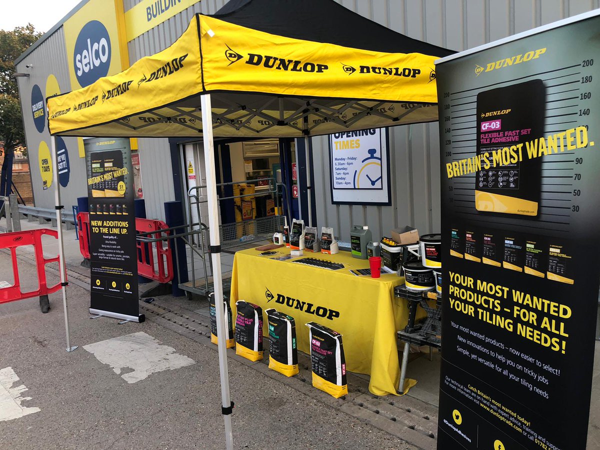 DunlopAdhesives's tweet photo. #Tradesman, #tiler or #installer from #Tottenham? Why not pop into @SelcoBW for our Most Wanted Trade Morning with @DunlopAndyO ! 

Come down and talk tiling and find out about our latest range of tile adhesives!

#BritainsMostWanted https://t.co/J7iqVJoaiP