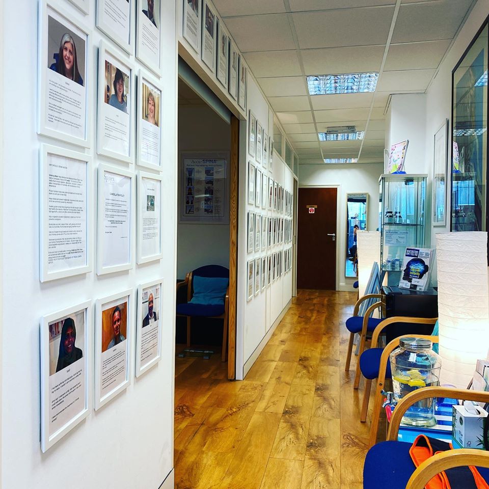 We call it the wall of fame! It started as "Patient of the month" and quickly took over the whole wall down one side of the clinic!  Next job is a world map with pins  to show countries where our patients have come from.   We are fluent in #backpain &amp; #sciatica! #London