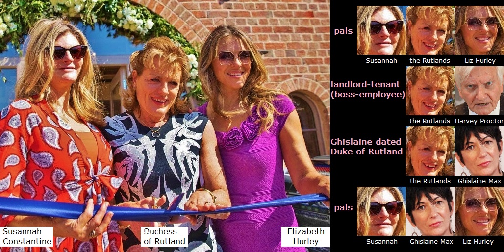 ➏➊ Susannah ConstantinePals include Prince Andrew, Duchess of Rutland (whose spouse is Ghislaine's ex lover), & GHISLAINESC grew up on Rutlands estateRutlands rent to Harvey Proctor & used to employ himSusannah co-owned Notting Hill flat directly below Peter Mandelson's