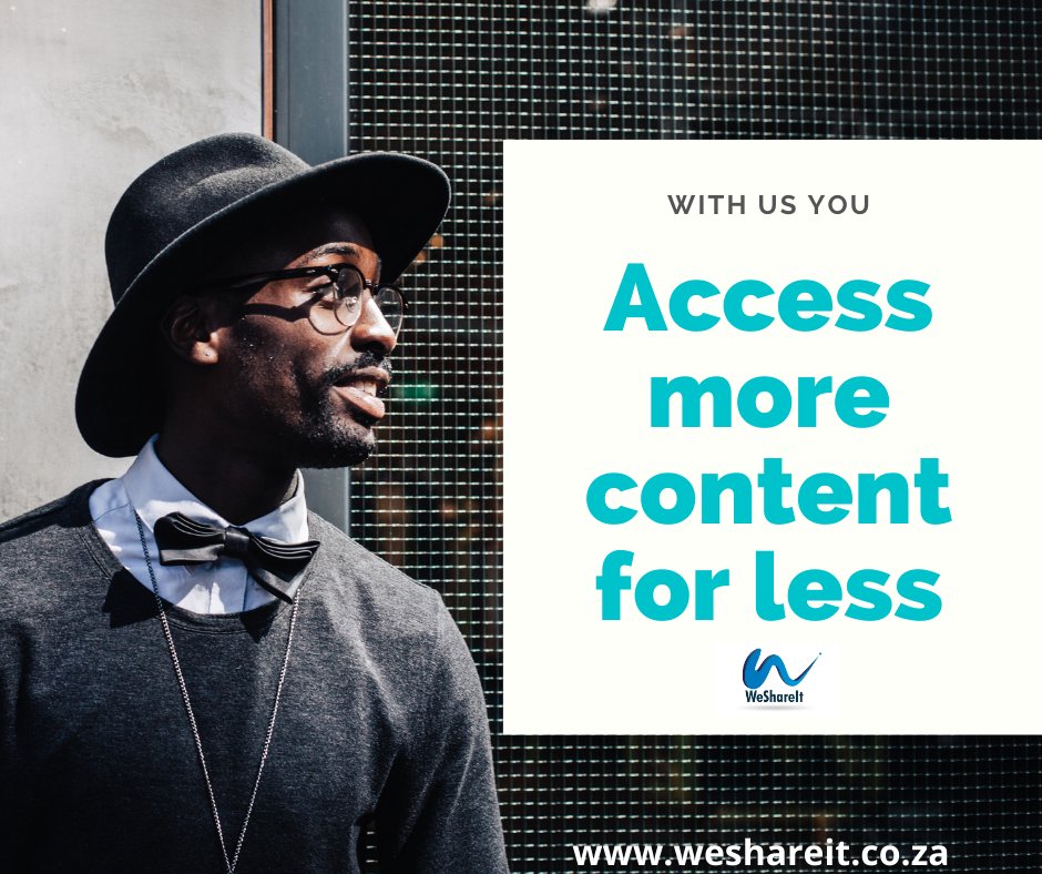 LolzPat's tweet photo. Share your Subscriptions with your friends and family, we provide you with an effective way to share the cost of your Subscriptions with them!

For as little as R100. For more information DM @Wshareit20

#DJSBU #Nkulunkulukazi https://t.co/ylqV4L6wUS