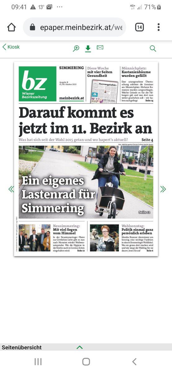 Wieder einmal auf Seite 1 - und Seite 12 - der bz-Wiener Bezirkszeitung #Simmering, mit dem E-Lastenrad bei der @SenffabrikElf. Super. Danke! 
epaper.meinbezirk.at/webreader/inde…
<a href="/SmarterH2020/">Smarter Together</a> <a href="/IBA_Wien/">IBA_Wien</a>
