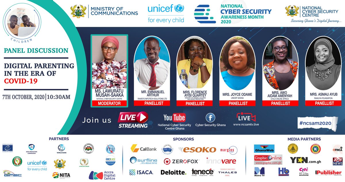 BBeboat's tweet photo. Join #NCSAM2020 streaming live on Facebook, YouTube and https://t.co/jQEvpUXQJp see you there!! @NCSC_Ghana @RAkufoAddo @MBawumia @UrsulaOw @aantwi_boasiako @NCAGhana @mocghana @moigovgh @NitaGhana @GIFECGhana @utvghana @naa_essah @GhPoliceService @ghanapostgps @ https://t.co/DWUf8ST9uL