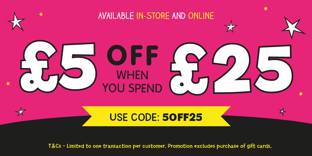 🌟 OFFER 🌟 
Get £5 off when you spend £25 in The Entertainer stores or online!
Use the code 5OFF25 online 😁
Hurry, offer ends midnight 10th October!
Shop now 👉 bit.ly/2GH0JFl
T&amp;Cs - thetoyshop.com/5off25-terms