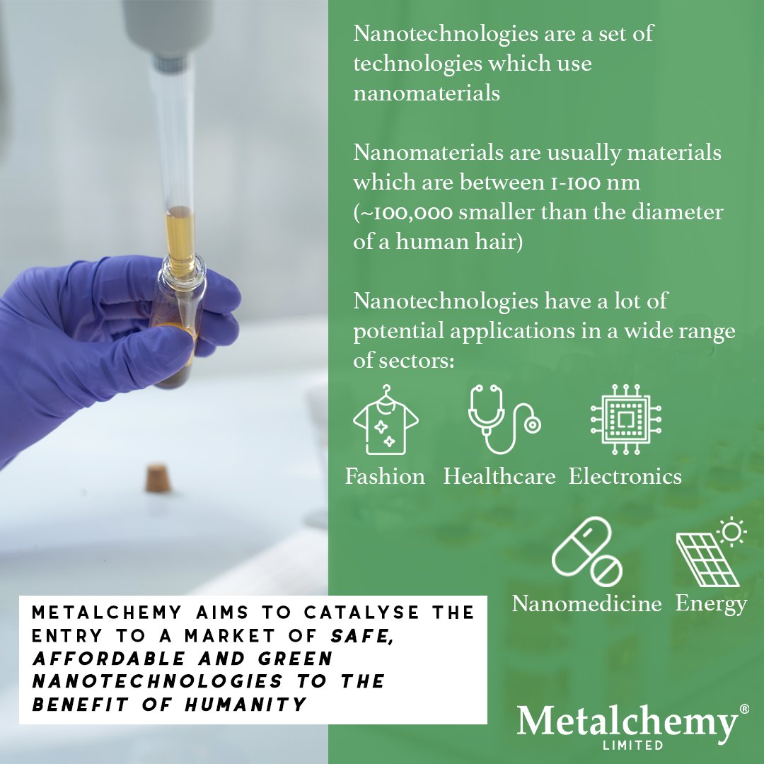 uclentrepreneur's tweet image. Read our last post on @Metalchemy1 and wondering what nanotech is? Check the pic below!

Knowing nanomaterials’ high production cost, Metalchemy aims to catalyse the entry to a market of safe, affordable and green nanotech🌍

#metalchemy #nanotech #nanomaterials #sustainability