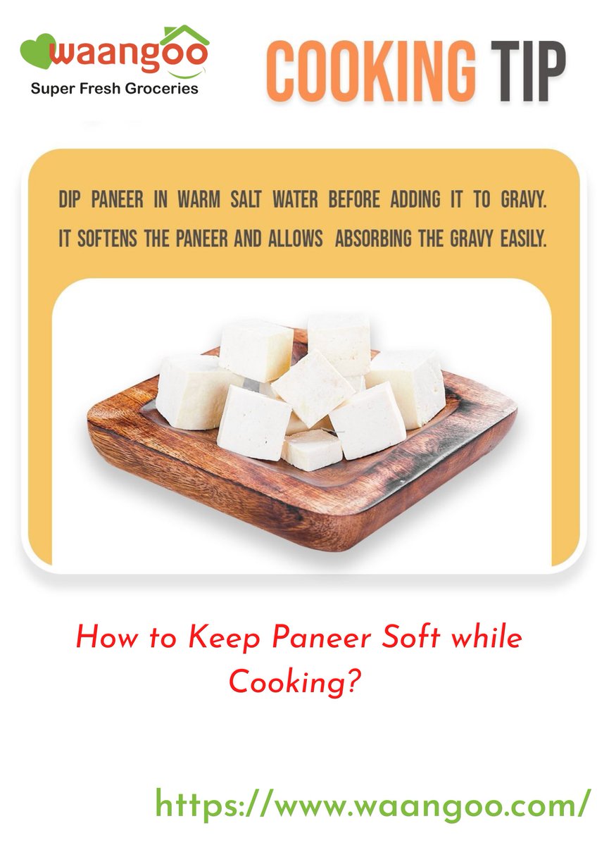 waangoo606's tweet image. Waangoo - Cooking Tip 👩‍🍳🧑‍🍳👨‍🍳

How to Keep Paneer Soft while Cooking😜

Paneer is one of the all-time favorite ingredients used in a variety of special dishes for vegetarians.

Now @ #Waangoofreshgroceries! 

#Paneer #paneertips #waangootips #tipsoftheday #waangooapp #paneerdishes