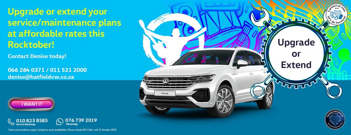 hatfieldvwmel's tweet photo. Get your @VolkswagenSA ready for summer, with oil change service for only R1 650 and affordable rates for service/maintenance plans, this October! Only at @hatfieldvwmel
DM us for any enquiries. π¨
#HatfieldVWMelrose #Volkswagen #VW #Rated1InService https://t.co/Ure2EOF8d0